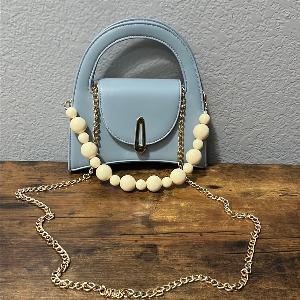 Urban Expressions Elegant Blue Handbag with Cream Accents